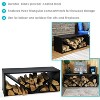 Sunnydaze Indoor/Outdoor Steel Triple Triangle Fire Pit or Fireplace Firewood Log Rack Storage Holder - 41" - Black - 2 of 4