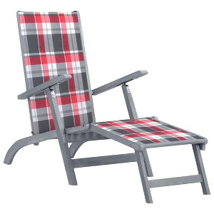vidaXL Patio Deck Chair with Footrest and Cushion Solid Wood Acacia - 1 of 4