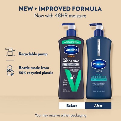 Vaseline Intensive Care Men's Fast Absorbing Hand and Body Lotion Scented - 20.3 fl oz/3ct
