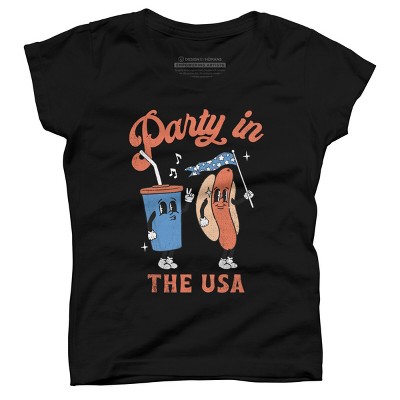 Girl's Design By Humans Party In The USA, 4th of July By T-Shirt