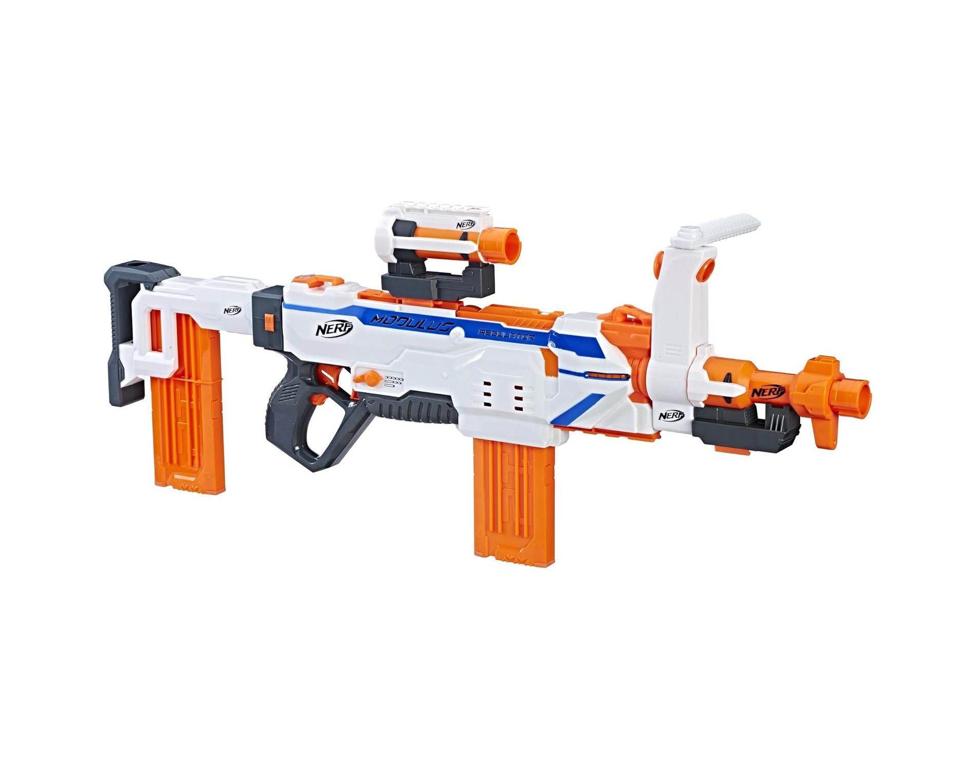 Nerf Modulus Regulator Fully Automatic Motorized Blaster with SwitchFire Technology, 2 Clips, 24 Elite Darts, and Accessories