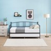 Homhougo Twin Rectangular Twin Metal Daybed with Trundle, Sofa Bed Frame with 6 Casters and Steel Slat Support Black - 3 of 4