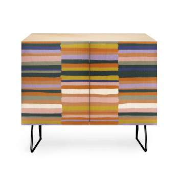 Gigi Rosado Brown Striped Pattern Credenza - Deny Designs