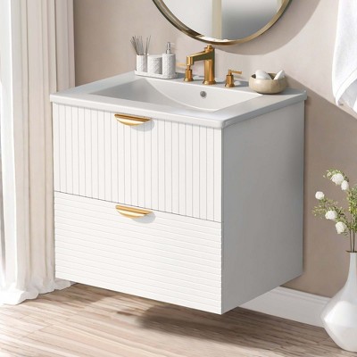 NicBex Bathroom Vanity with Sink, Floating Vanity, Bathroom Cabinet Storage with 2 Spacious Drawers for Bathroom
