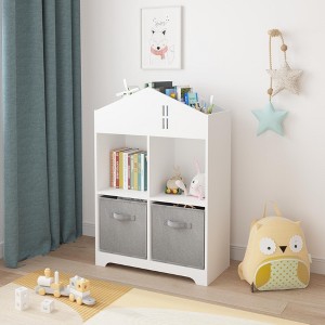 CAVINAS Kids Display Stand Bookshelf Toy Storage Organizer with Collapsible Fabric Drawers for Children's Room Nursery Hallway - 1 of 4