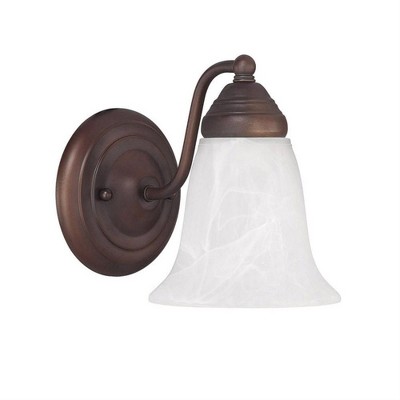 Brady Burnished Bronze Wall Sconce with Alabaster Glass