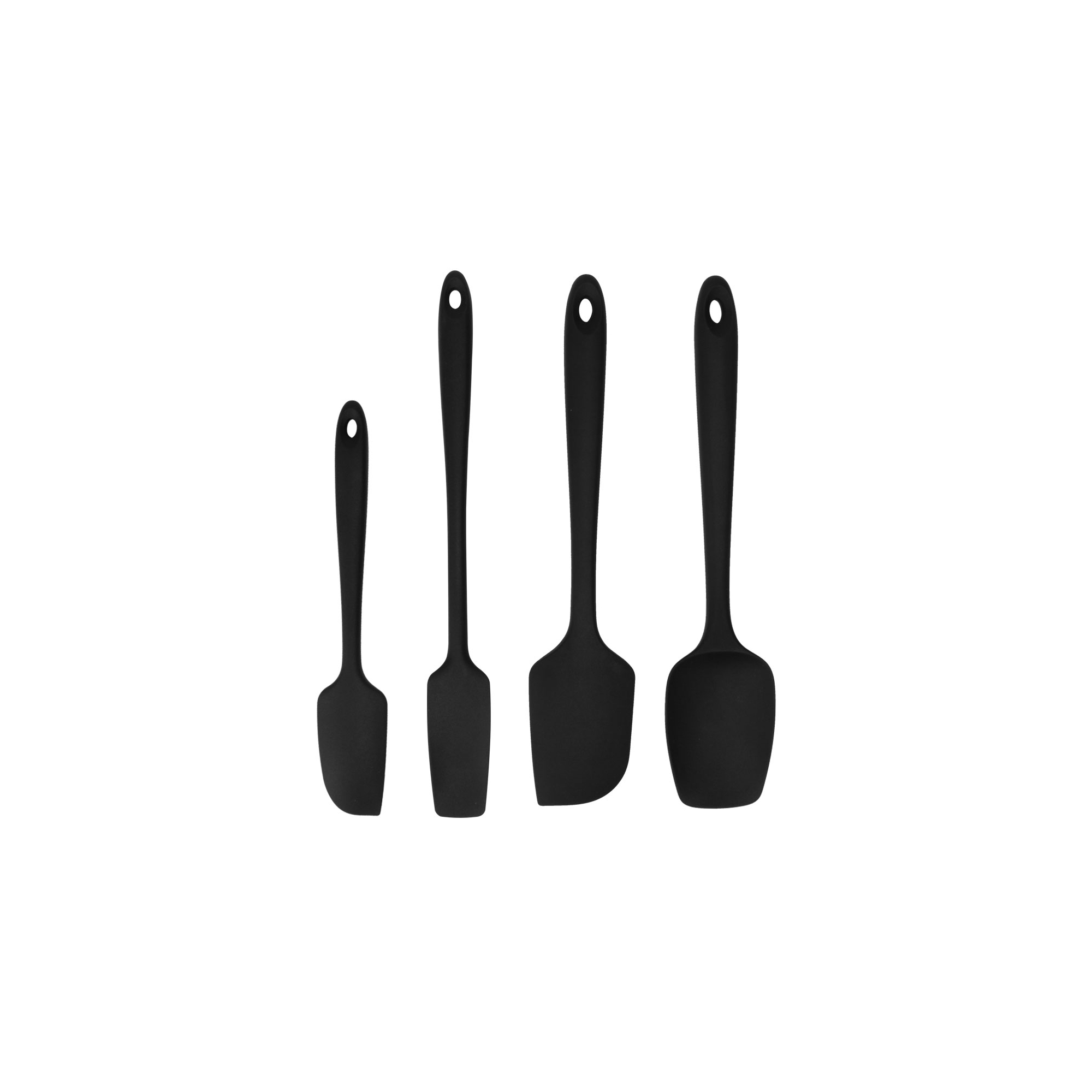 Unique Bargains Silicone Heat Resistant Non-scratch Non-Stick Cooking Turners Spatula Black 4 Pcs