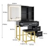 Vanity Desk with Mirror & Lights, Power Outlets, Wood Makeup Table with Chair, Hairdryer Holder - 2 of 4