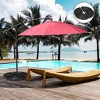 Outsunny 4-Piece 150lb Cantilever Patio Umbrella Base Weights for Offset Hanging Umbrella, Fasteners, Wicker-like HDPE Water or Sand Weights, Black - 2 of 4