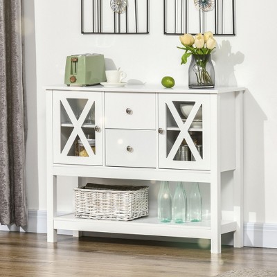 Elegant 70" White Freestanding Kitchen Buffet with Adjustable Shelving