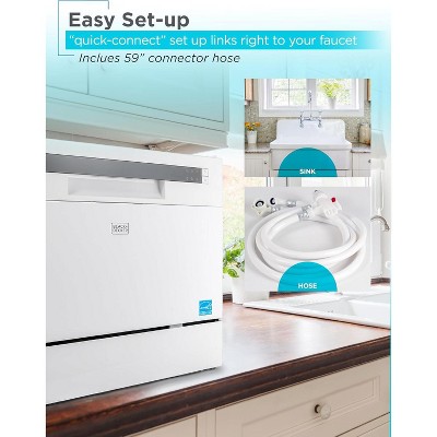White Stainless Steel Portable Countertop Dishwasher for RV