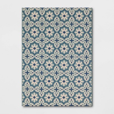 5'x7' Tonal Tile Outdoor Area Rug Blue - Threshold™