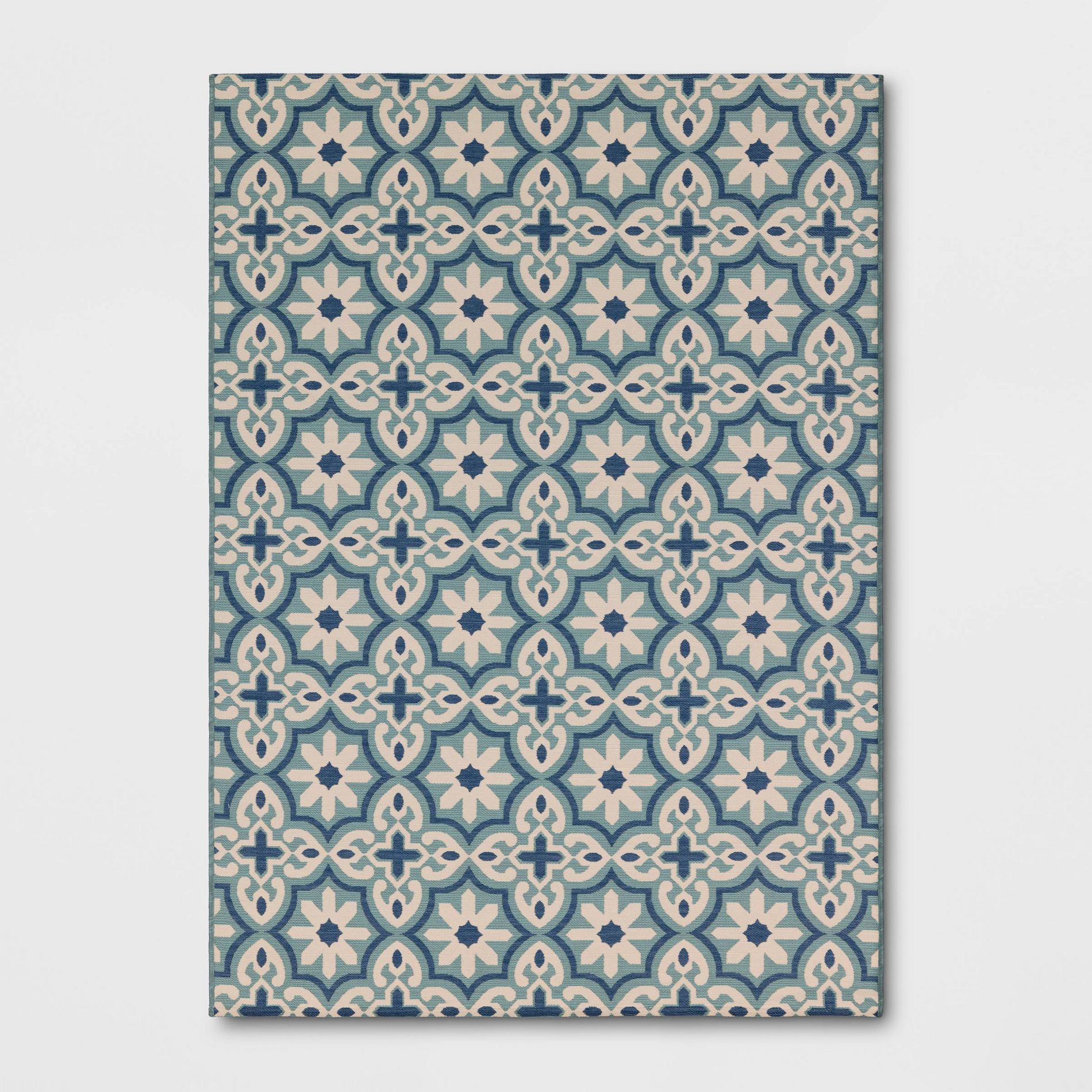 5'x7' Tonal Tile Outdoor Area Rug Blue - Threshold™
