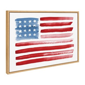Kate & Laurel All Things Decor 23"x33" Flag Alone Framed Canvas by Sara Berrenson Natural - 1 of 4