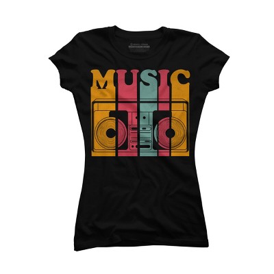 Junior's Design By Humans Retro Music Boombox By worldtraveler T-Shirt