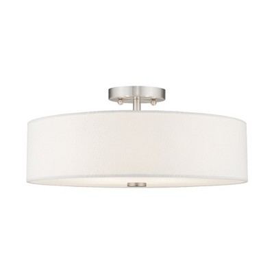 Brushed Nickel 4-Light Semi-Flush Drum Ceiling Fixture