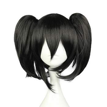  Half and Half Long Straight Black Wig with Bang & Bun for Women  Girls Cosplay, Anime Pre-styled Briar Wigs Synthetic Hair + Wig Cap for  Halloween Costume Party : Clothing, Shoes