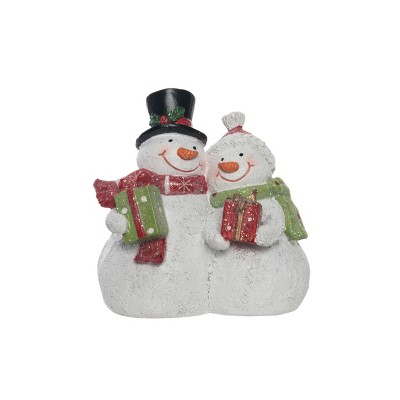Transpac Resin 3.75 in. Multicolor Christmas Snowman Couple Figurine with Glitter Detail