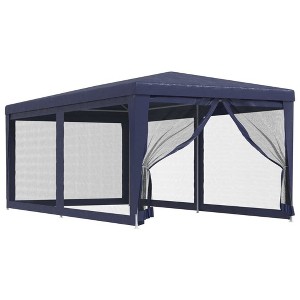 vidaXL Party Tent with 6 Mesh Sidewalls Blue 9.8'x19.7' HDPE - 1 of 4