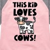 Girls' - Instant Message - This Kid Loves Cows Shirt Tail Raglan Graphic T-shirt - 2 of 4