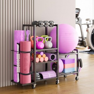 MOEPISY 6-Tier Home Gym Storage Rack with Wheels, Dumbbell Weight Rack and Yoga Mat Organizer - 1 of 4