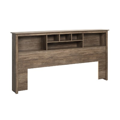 Drifted Gray King Wood Bookcase Headboard with Storage