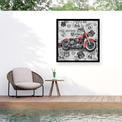 "Vintage Motorcycles On Route 66 6" Outdoor Canvas