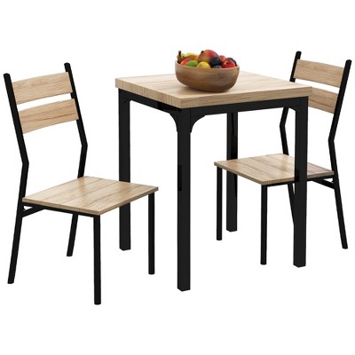 HOMCOM 3 Piece Kitchen Table Dining Set with 2 Matching Chairs & Versatile Design for Small Space