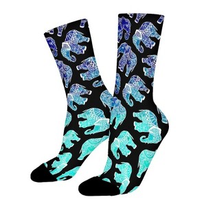 Colorful Elephant Women Printed Crew Socks Funny Funky Socks Soft Polyester Novelty Gifts for Artists Men - 1 of 1