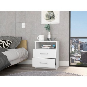 Kumasinova Modern Wood Nightstand with Open Shelf,Night Stand with Drawers,Sturdy Bedside Table with Ample Storage,Nightstands for Living Room,Bedroom - 1 of 4