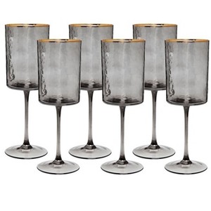 Classic Touch Set of 6 Smoked Square Shaped Wine Glasses - 1 of 3