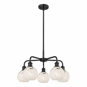 White Mouchette - 5 Light Stem Hung Chandelier In Modern Style-13.5 Inches Tall and 24 Inches Wide - 1 of 1