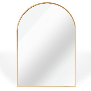 SEVOBAL Bathroom Vanity Mirrors Gold Metal Framed Arched Shape Distortion Free Durable Anti Rust Glass Versatile Use Anti Fog, Gold, 32"*24"*1.1" - 1 of 4