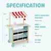 Costway Kids Ice Cream Cart Wooden Toddler Farmers Market Stand with Chalkboard & Storage White/Green - 3 of 4