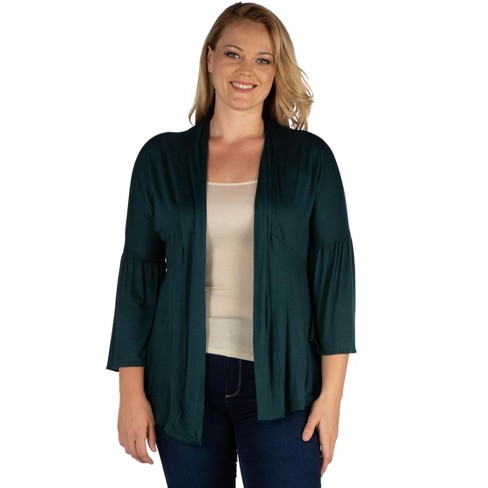 Womens Plus Size Flared Open Front Cardigan-p032342-hunter : Target