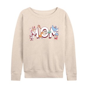 Women's - Dr. Seuss - Mom Seuss Characters Lightweight French Terry Wide Neck Long Sleeve Graphic Shirt - 1 of 4
