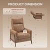 Push Back Recliner Chair, Adjustable Leather Wingback with Footrest, 118-150°, for Living Room, Bedroom, Small Spaces – Cocoa - 3 of 4