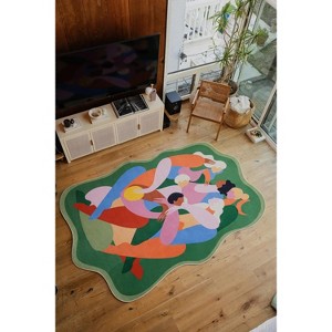 Lany Space Maggie Stephenson Unique Shaped Harmonia Community Green Rug - 1 of 4