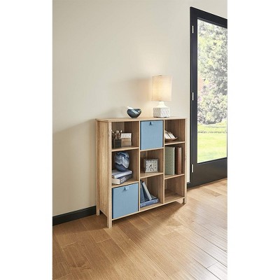 Weathered Oak Adjustable 9-Cube Storage Organizer with Doors