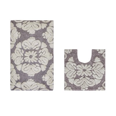 Medallion Collection 2 Piece 100% Cotton Tufted Bathroom Rug Set  with Non-Slip Backing, Machine Washable, Tumble Dry Bath Mat