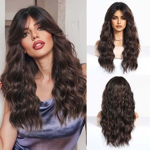 Jessie's Wig Loose Wave Style Natural Look Brown highlights Heat Resistant Synthetic Hair Wigs For Women 24 Inch - 1 of 4