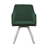 Simple Relax Upholstered Swivel Dining Arm Chair with Sloped Armrests in Green and Chrome - 3 of 4