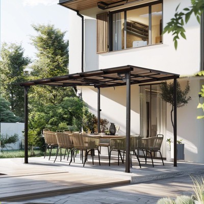 Sapphtopaz Patio Awnings Sunshade Shelter Wall-Mounted Outdoor Pergola Gazebo UV Resistant for Patio, Decks, Backyard