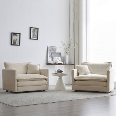 Modular Chenille Upholstered Accent Chair Set of 2,Living Room Comfy Side Chairs with Toss Pillow–The Pop Home