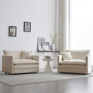 Modular Chenille Upholstered Accent Chair Set of 2,Living Room Comfy Side Chairs with Toss Pillow–The Pop Home - 1 of 4
