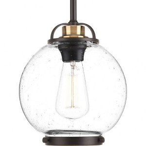 Progress Lighting Chronicle 1-Light Mini-Pendant, Antique Bronze, Clear Seeded Glass, Steel, Dry Rated - 1 of 4