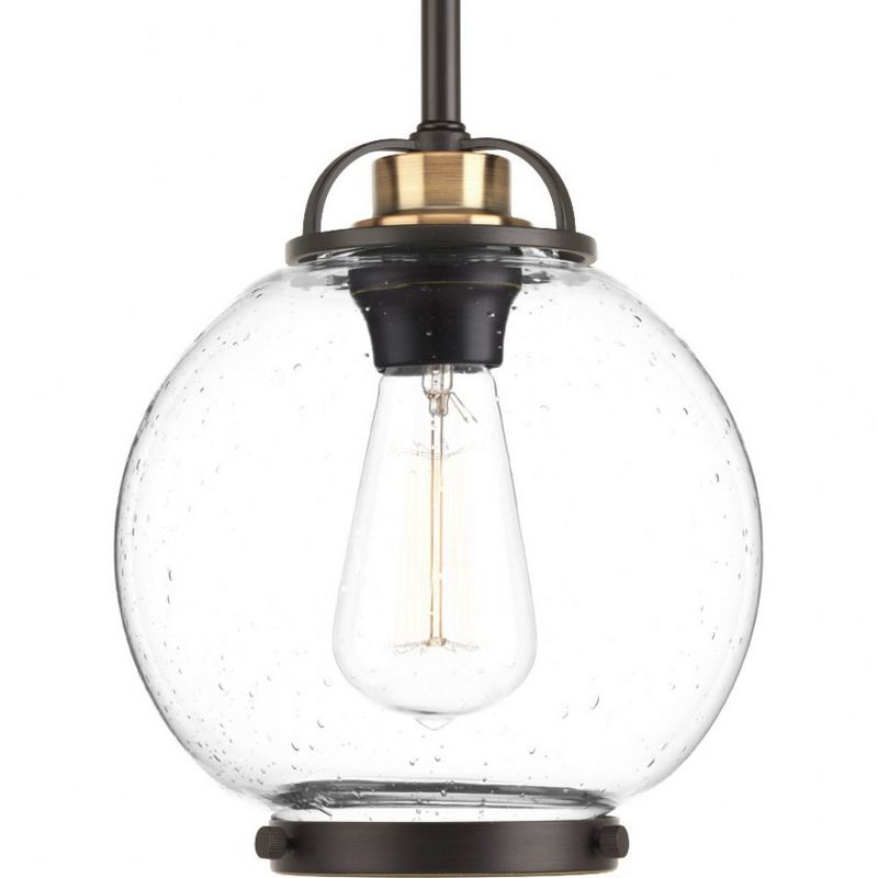 Progress Lighting Chronicle 1-Light Mini-Pendant, Antique Bronze, Clear Seeded Glass, Steel, Dry Rated, 1 of 6