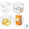 iDesign Set of 4 Cube Storage Bins with Handles for Pantry  - Clear - 2 of 4