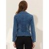 INSPIRE CHIC Women's Notched Lapel Button Up Long Sleeve Washed Denim Blazer - 4 of 4