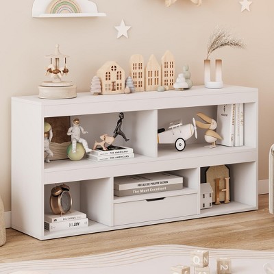 Garvee Kids Toy Storage Organizer with Drawer, 5-Cube Wooden Shelf for Playroom, Nursery, Classroom, Kids Room, Book & Toy Organizer Cabinet